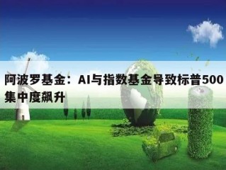 阿波罗基金：AI与指数基金导致标普500集中度飙升