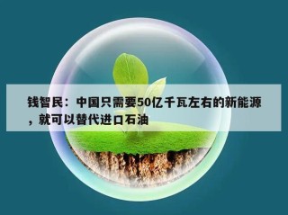 钱智民：中国只需要50亿千瓦左右的新能源，就可以替代进口石油
